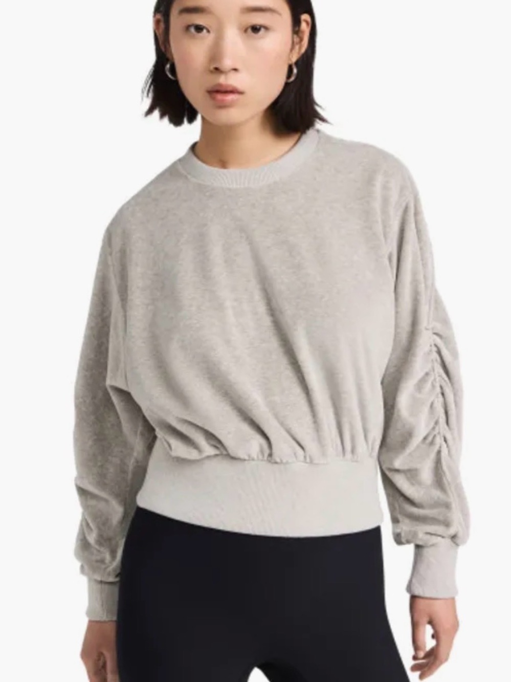 Sweaty Betty Retake Velour Pullover Grey Sweatshirt Size 6